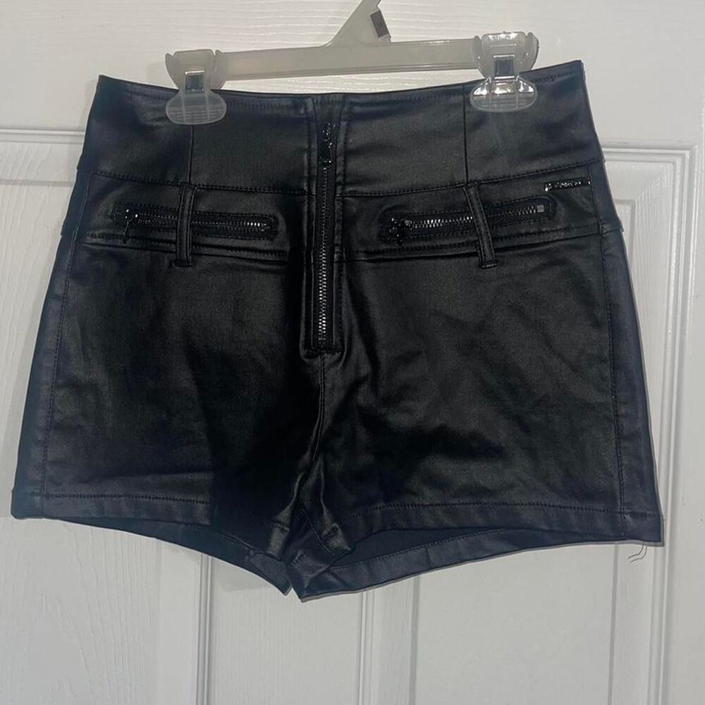 Women's Mini Faux Leather Black Shorts Size Small